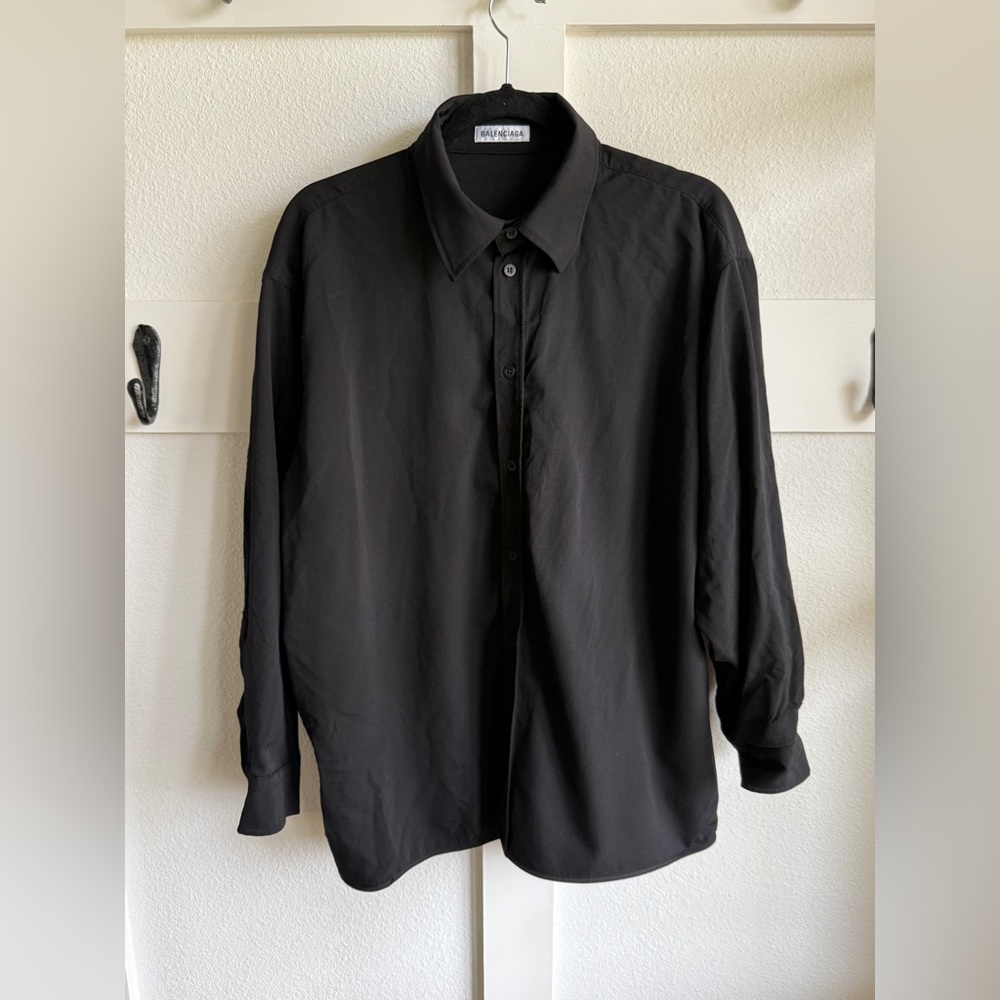 Women’s Oversized Balenciaga Button Up Wool Shirt, Size 36